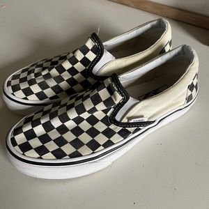 Checkered Vans slip ins